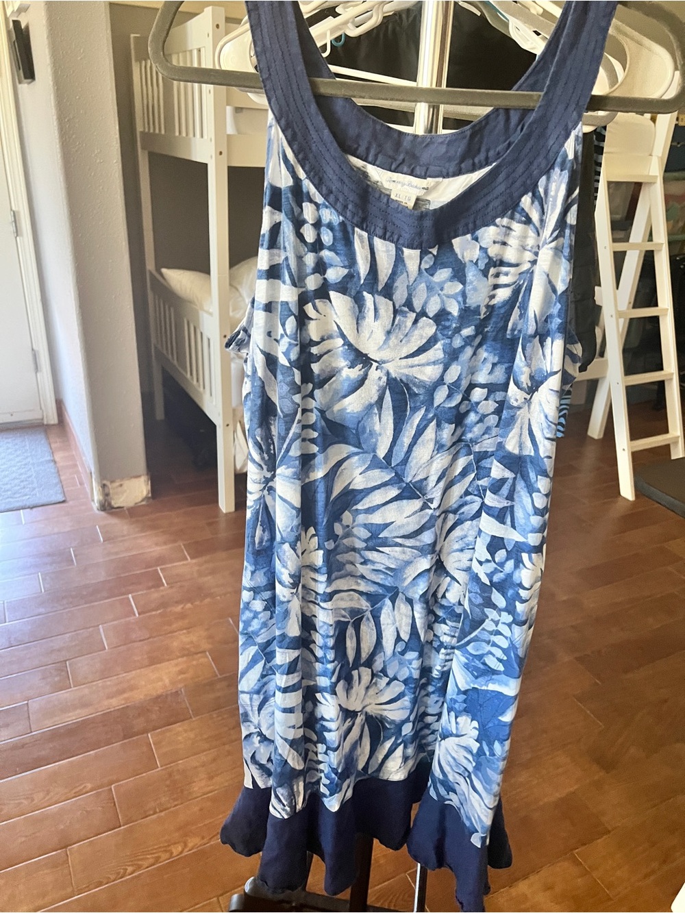 Tommy Bahama Navy & White Tropical Leaf Tank Dress